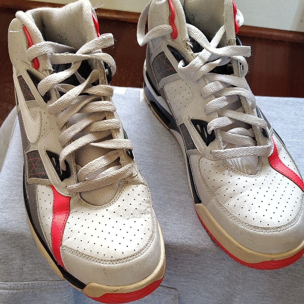 Nike White, Red & Black Men's High-Top Sneakers